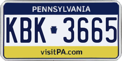 PA license plate KBK3665