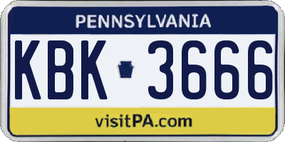PA license plate KBK3666