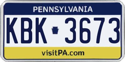 PA license plate KBK3673