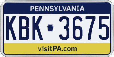 PA license plate KBK3675