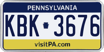 PA license plate KBK3676