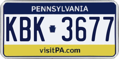 PA license plate KBK3677
