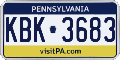 PA license plate KBK3683