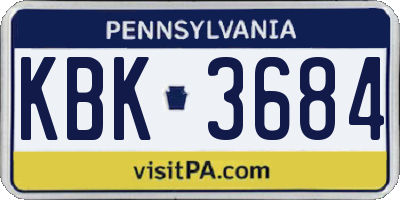 PA license plate KBK3684