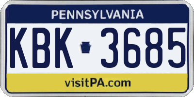 PA license plate KBK3685