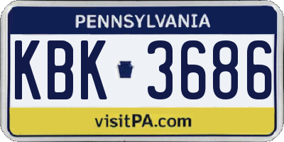 PA license plate KBK3686
