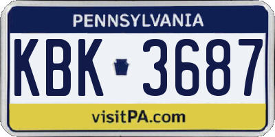 PA license plate KBK3687