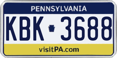 PA license plate KBK3688