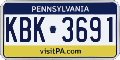 PA license plate KBK3691