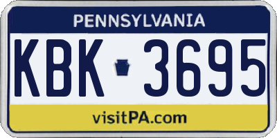 PA license plate KBK3695