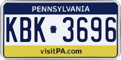 PA license plate KBK3696