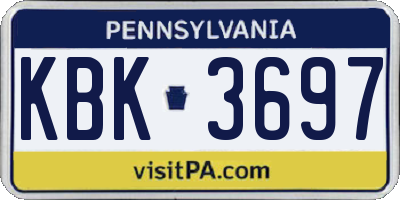 PA license plate KBK3697