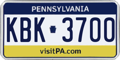 PA license plate KBK3700