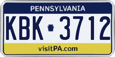 PA license plate KBK3712