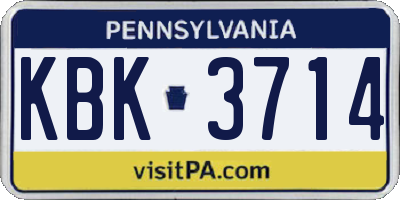 PA license plate KBK3714
