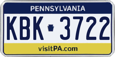 PA license plate KBK3722