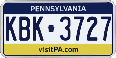 PA license plate KBK3727
