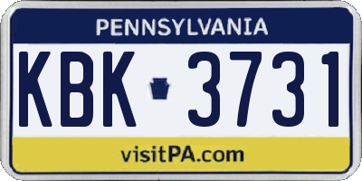 PA license plate KBK3731