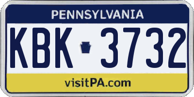PA license plate KBK3732