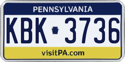 PA license plate KBK3736