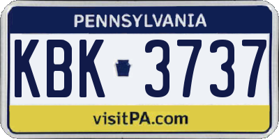 PA license plate KBK3737
