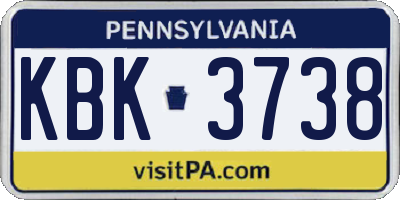PA license plate KBK3738