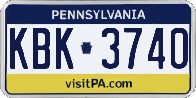 PA license plate KBK3740