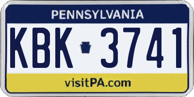 PA license plate KBK3741