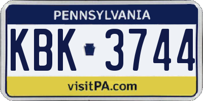 PA license plate KBK3744