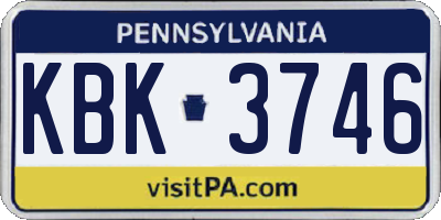 PA license plate KBK3746