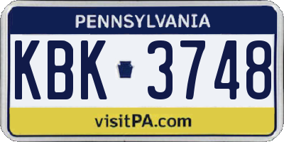 PA license plate KBK3748