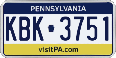 PA license plate KBK3751