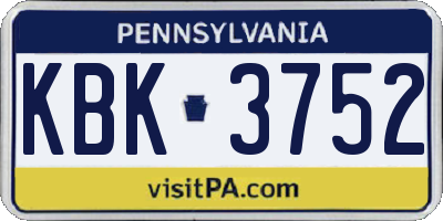 PA license plate KBK3752
