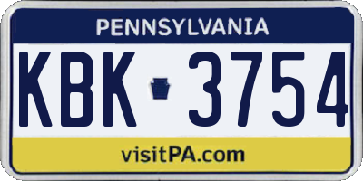 PA license plate KBK3754