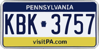 PA license plate KBK3757