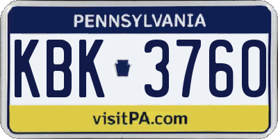 PA license plate KBK3760