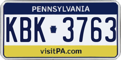PA license plate KBK3763