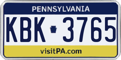 PA license plate KBK3765