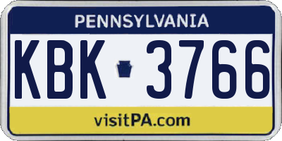 PA license plate KBK3766