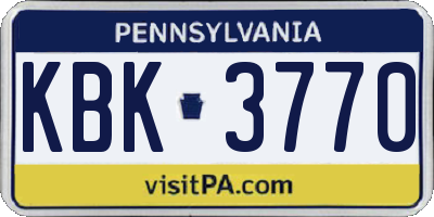 PA license plate KBK3770