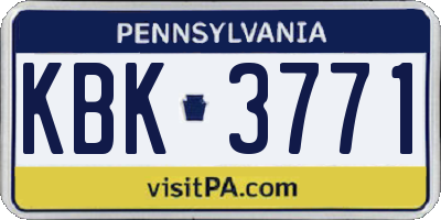 PA license plate KBK3771