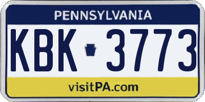 PA license plate KBK3773