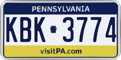 PA license plate KBK3774