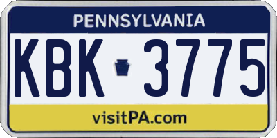 PA license plate KBK3775