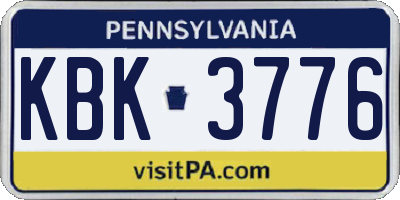 PA license plate KBK3776