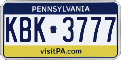 PA license plate KBK3777