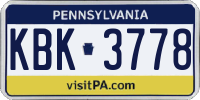 PA license plate KBK3778