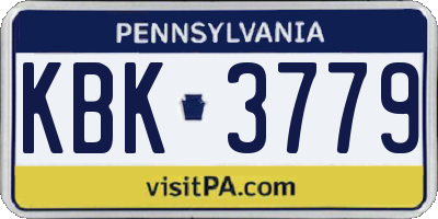 PA license plate KBK3779