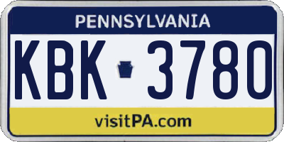 PA license plate KBK3780