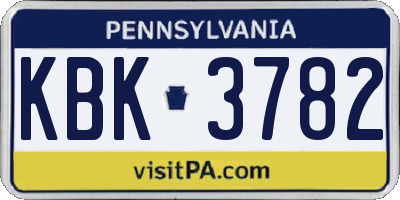 PA license plate KBK3782